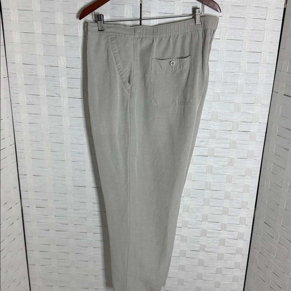 Cubavera Tan Linen Viscose Casual‎ Resortwear Drawstring Waist Pants Size XXL
